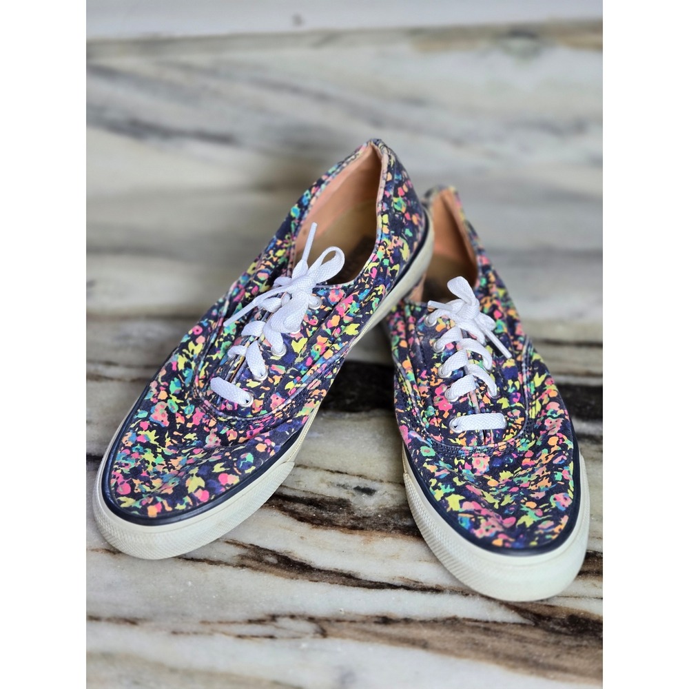 Sperry Top-Sider CVO Womens 7M Navy Multi-Color Paint‎ Splatter Canvas Sneakers